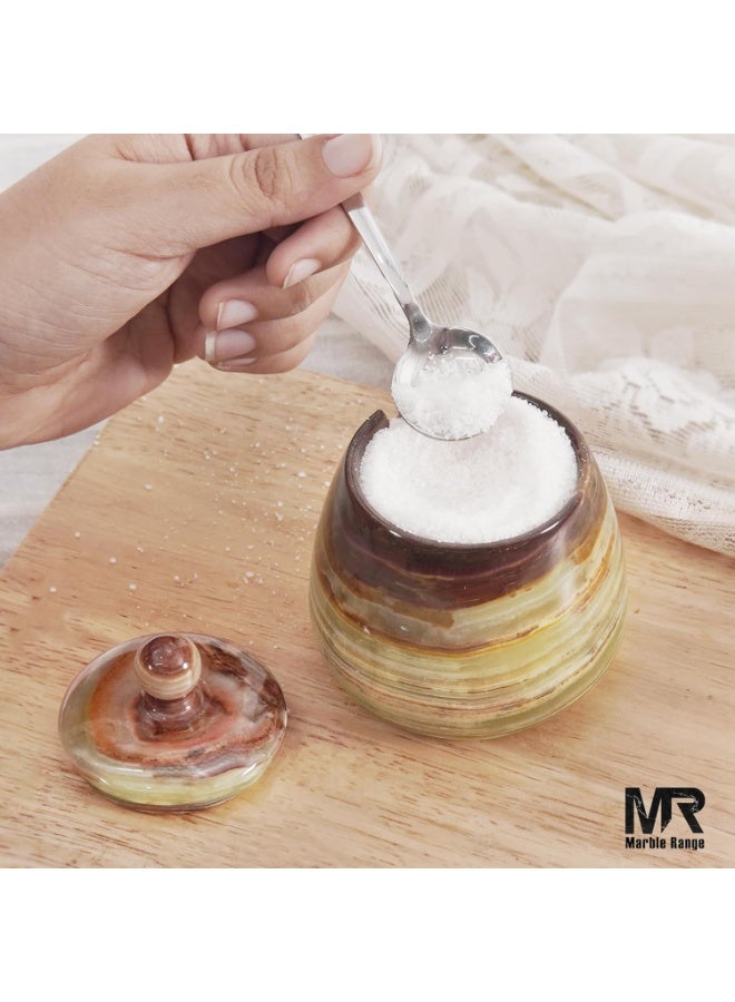 MARBLE RANGE Handmade Green Marble Salt Cellar 3.5 Inch with Lid, Salt Jar, Salt Dish & Holder, Spice & Sugar Container, Salt Dispenser for Kitchen Countertop, Perfect for Dining, Home, or Gift - Image 4